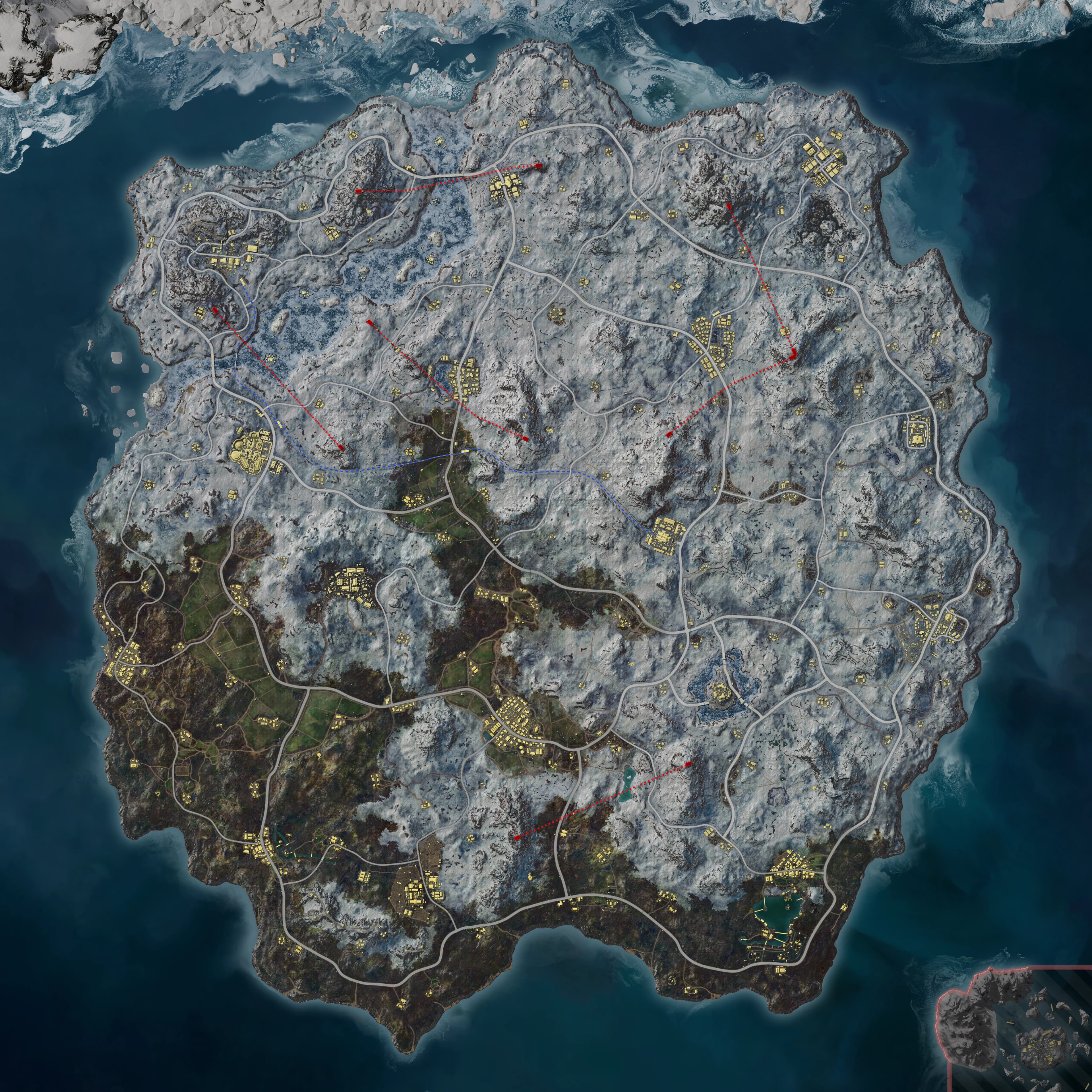 Vikendi top-down PUBG map preview